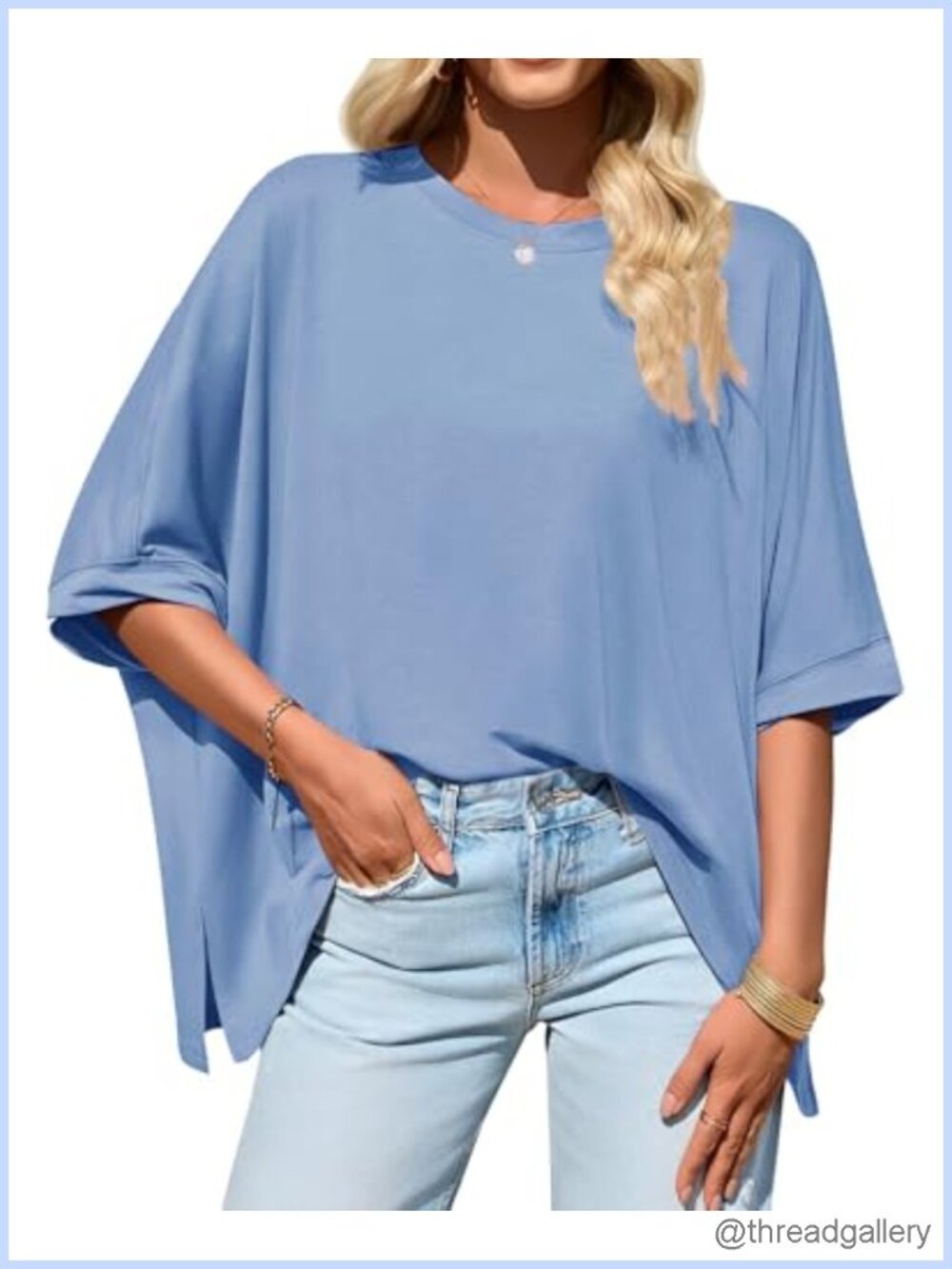 Women's Oversized Batwing Sleeve Tunic T-Shirt Loose Fit Summer Tee